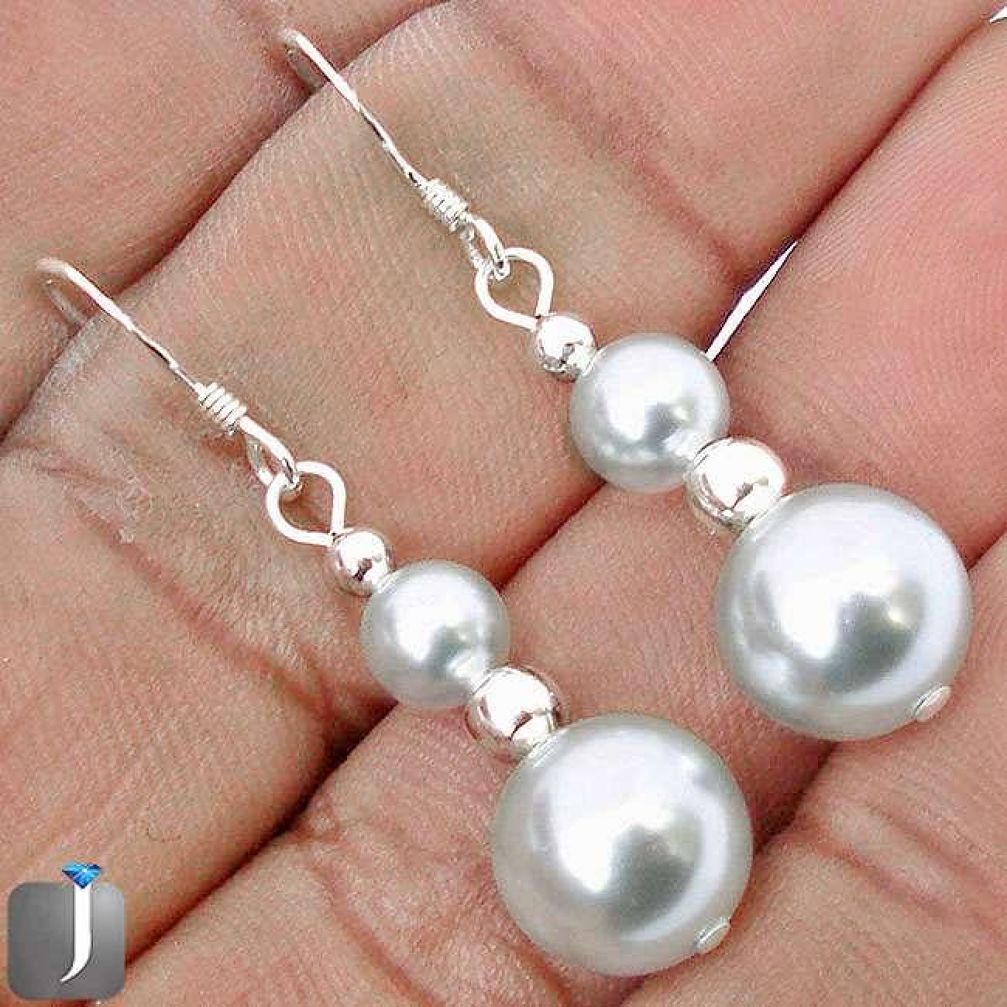 CLASSIC NATURAL SILVER PEARL 925 STERLING SILVER DANGLE EARRINGS JEWELRY G70311