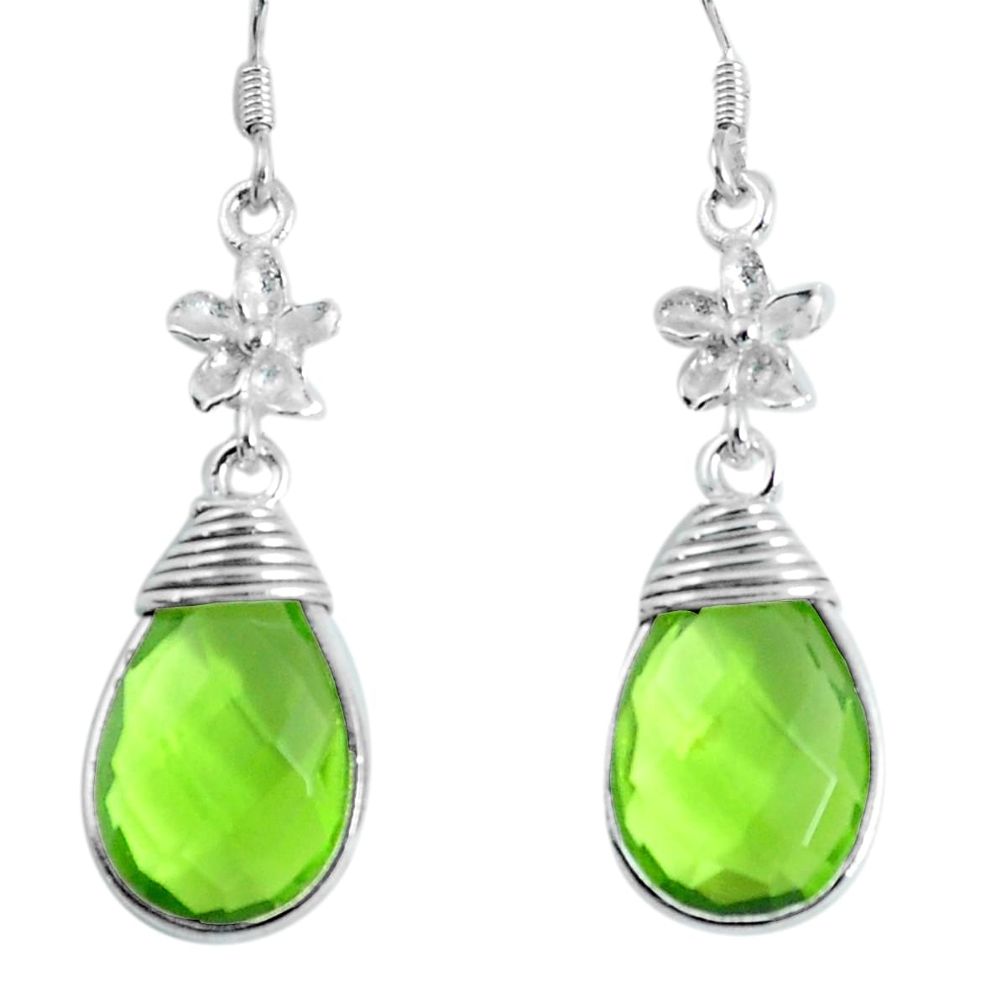 13.70cts fine green peridot 925 sterling silver dangle earrings jewelry d31667