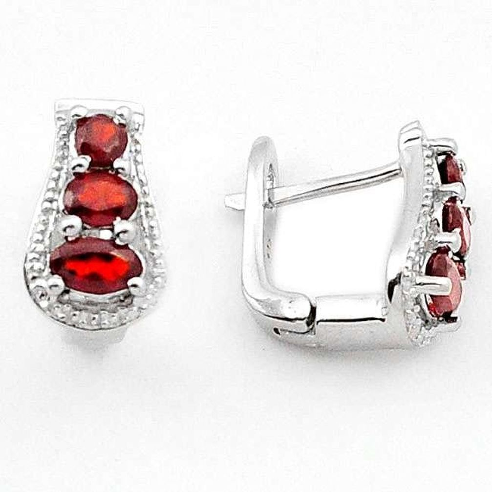 GORGEOUS NATURAL RED RHODOLITE 925 STERLING SILVER STUD EARRINGS JEWELRY H16117