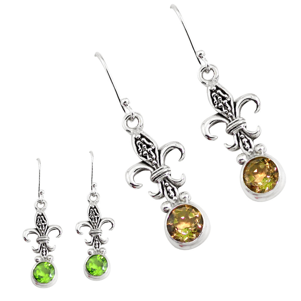 5.08cts green alexandrite (lab) 925 sterling silver dangle earrings p43171