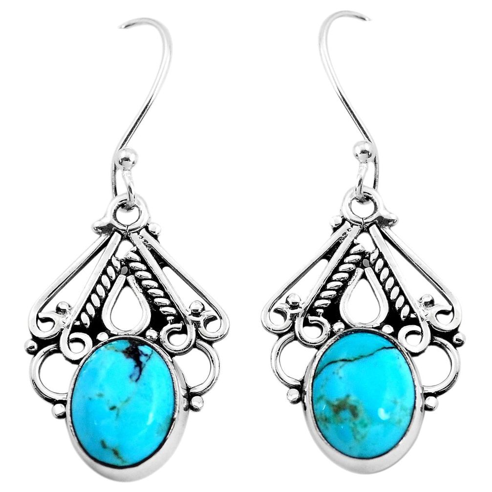 8.08cts green arizona mohave turquoise 925 silver dangle earrings jewelry p41437