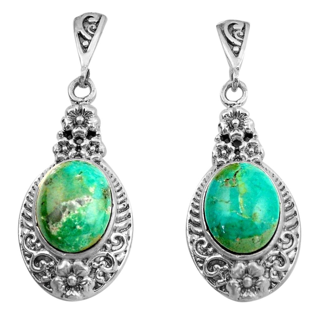 13.22cts green arizona mohave turquoise 925 sterling silver earrings c4803