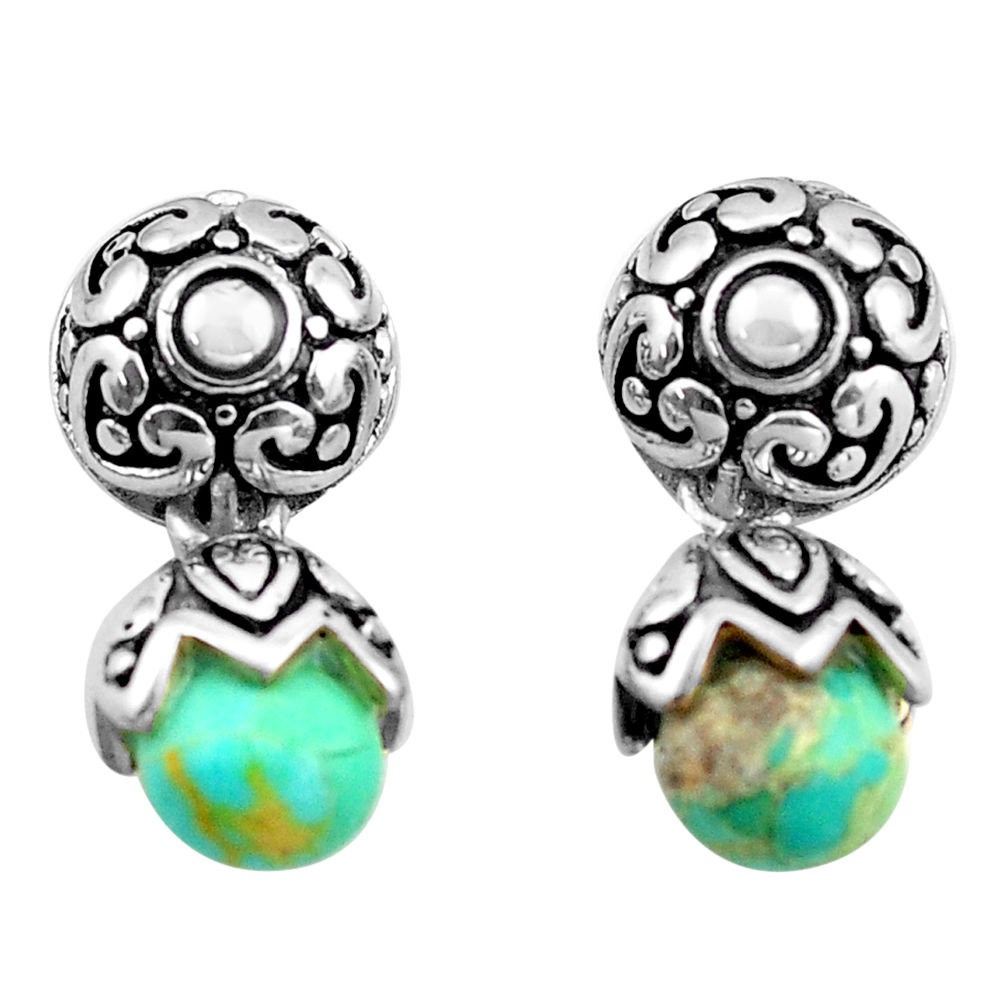 5.52cts green arizona mohave turquoise 925 sterling silver earrings c4825