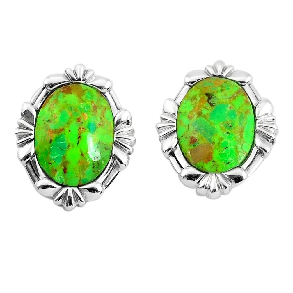 8.05cts green copper turquoise 925 sterling silver stud earrings jewelry c1802