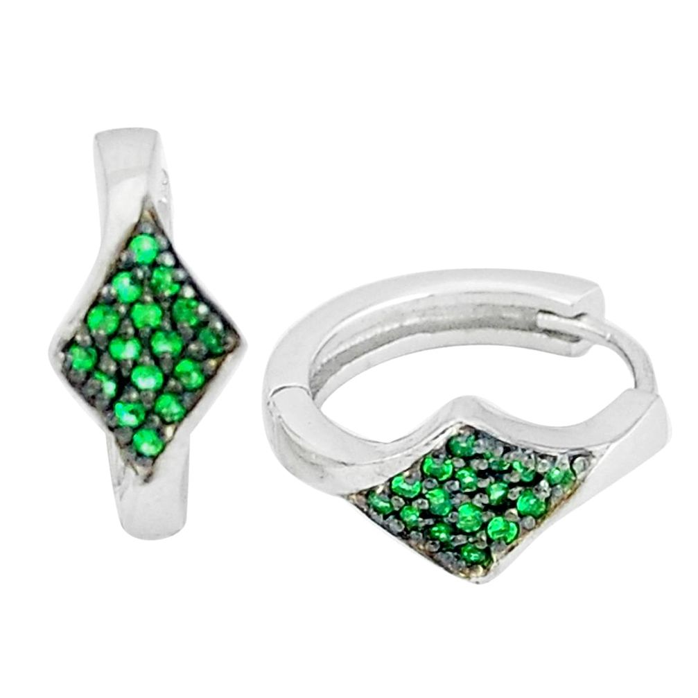 0.87cts green emerald (lab) 925 sterling silver earrings jewelry c1344