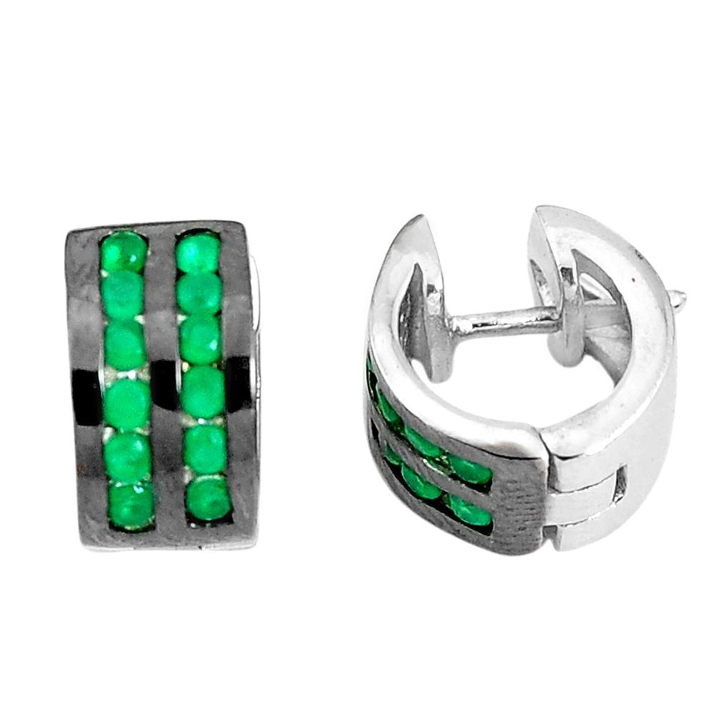 2.13cts green emerald (lab) 925 sterling silver earrings jewelry c1357