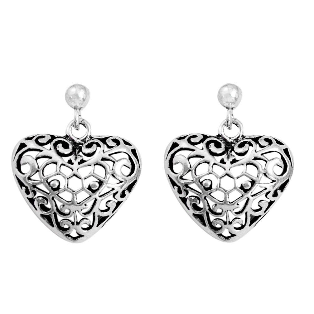 6.48gms indonesian bali style solid 925 silver heart love earrings c5343