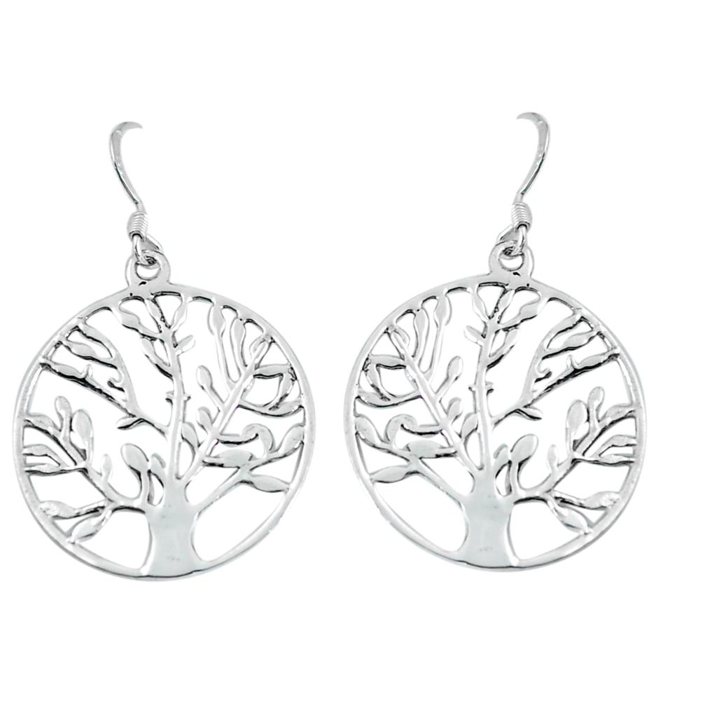 2.89gms indonesian bali style solid 925 silver tree of life earrings d31669