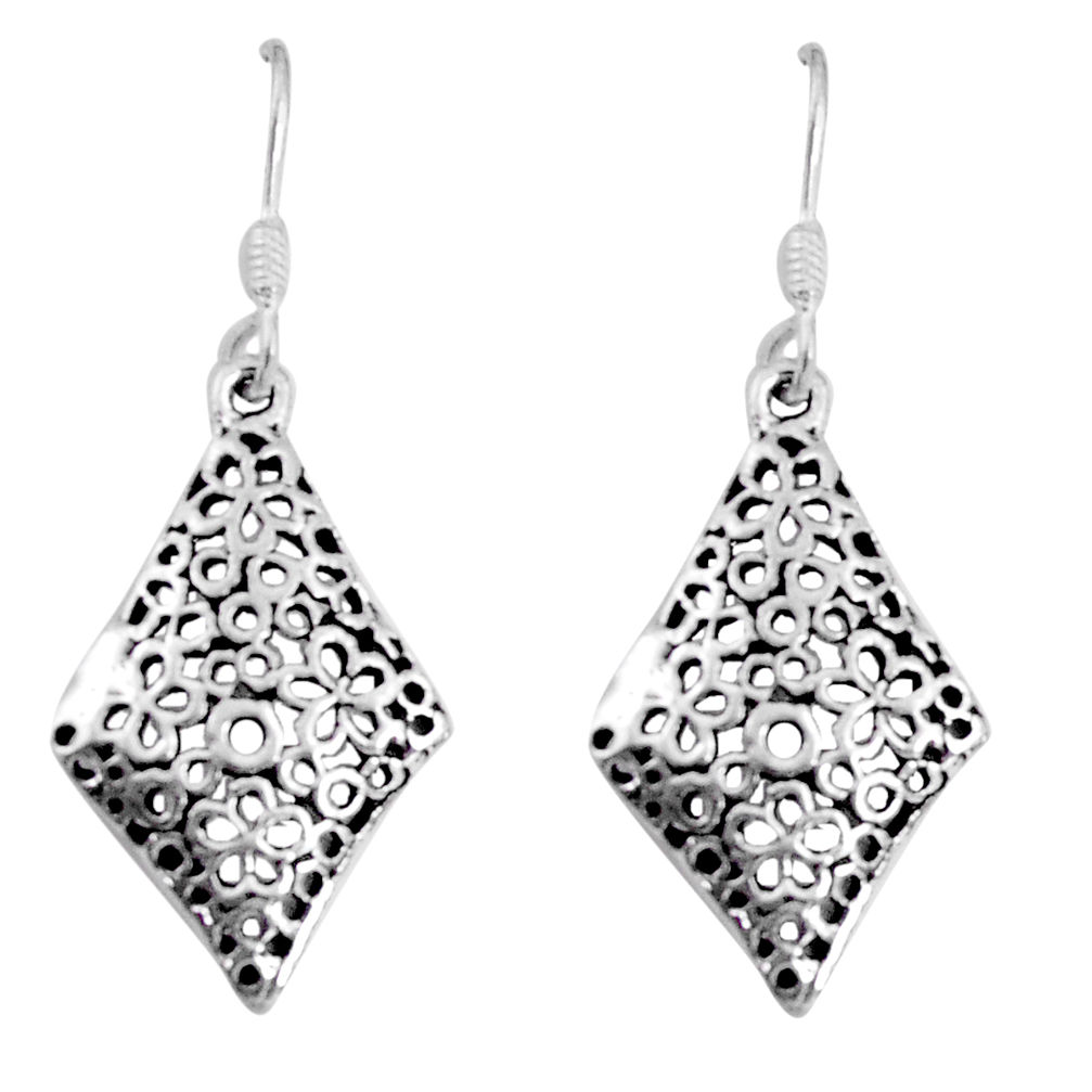 3.48gms indonesian bali style solid 925 sterling silver dangle earrings c5326