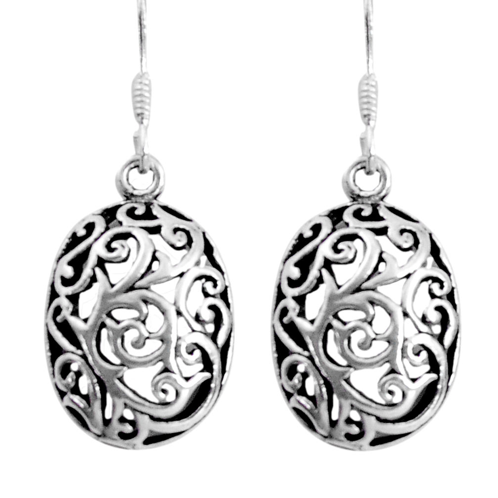4.26gms indonesian bali style solid 925 sterling silver dangle earrings c5352