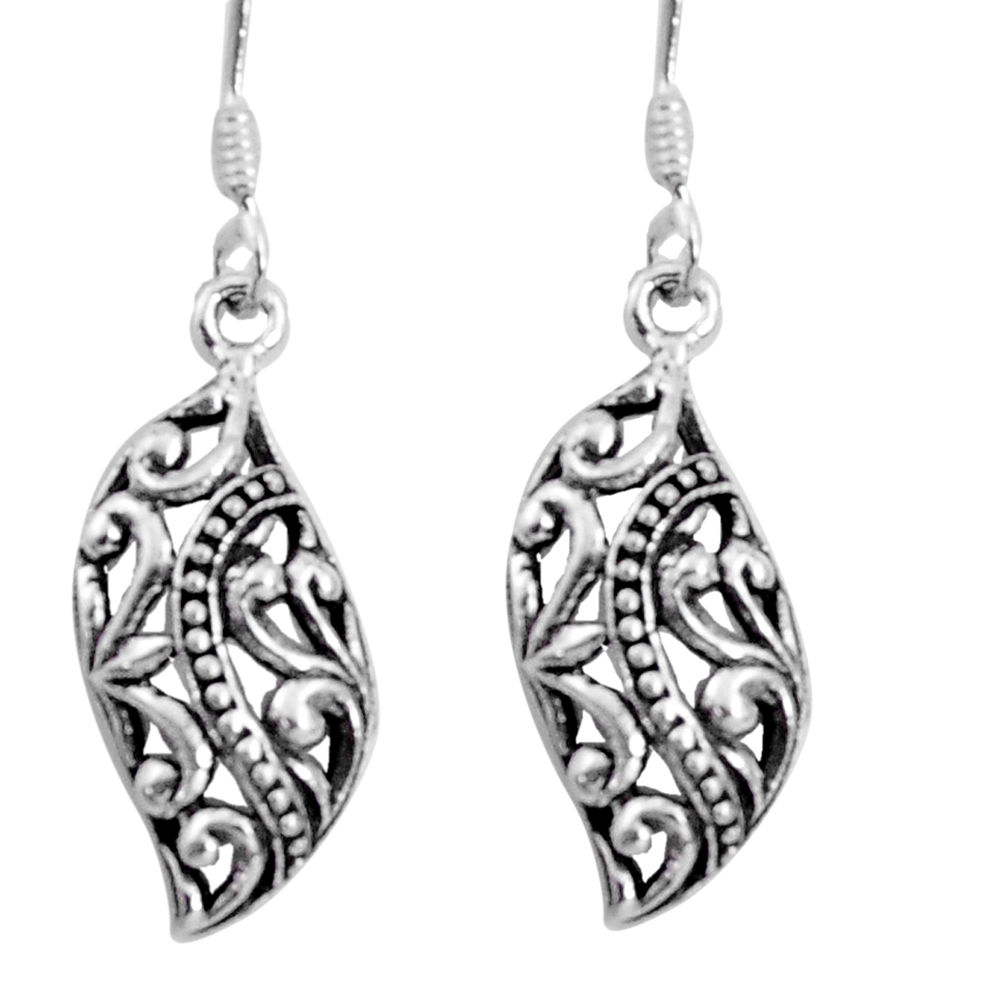 3.07gms indonesian bali style solid 925 sterling silver dangle earrings c5390