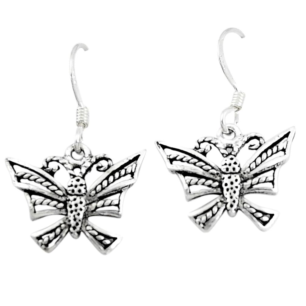 2.02gms indonesian bali style solid 925 sterling silver dragonfly earrings c5363