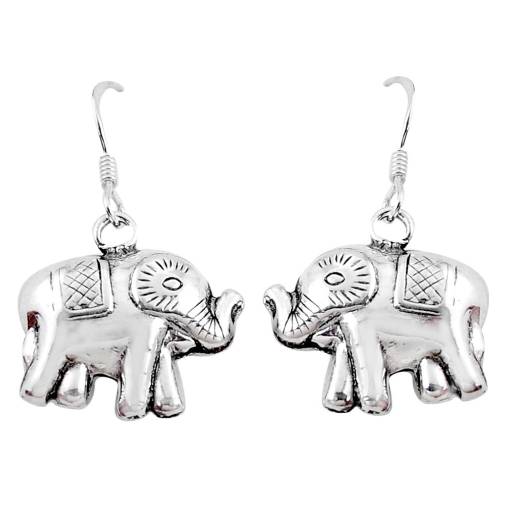 4.02gms indonesian bali style solid 925 sterling silver elephant earrings c5376