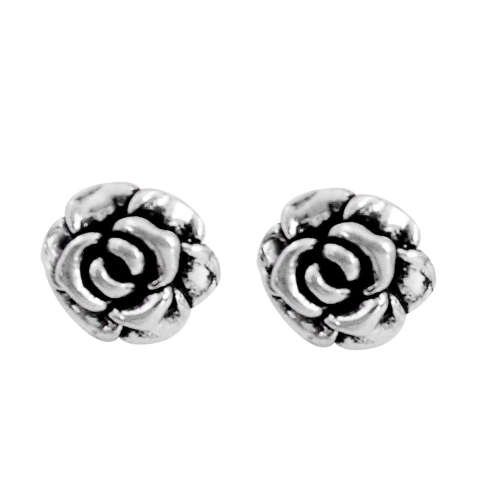 4.47gms indonesian bali style solid 925 sterling silver flower earrings c5341