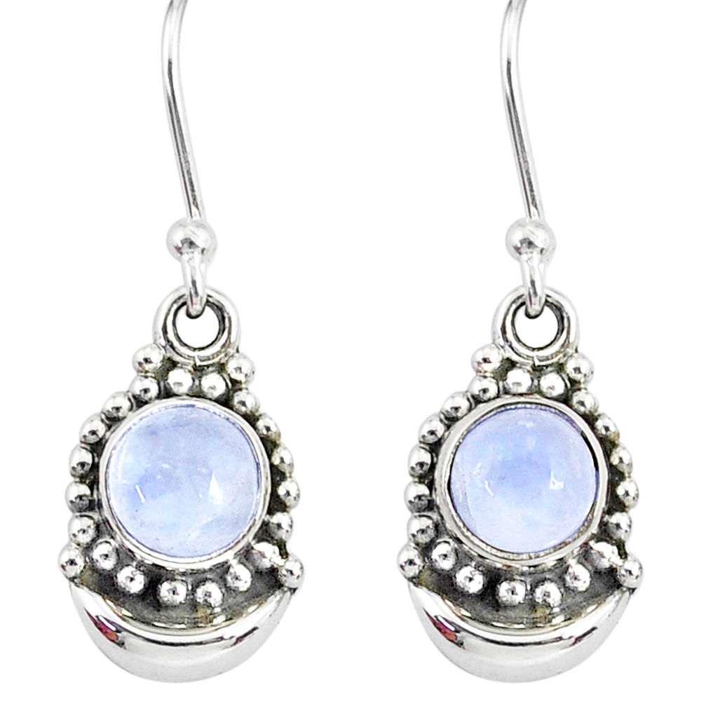 2.30ct natural rainbow moonstone 925 sterling silver dangle moon earrings r89359