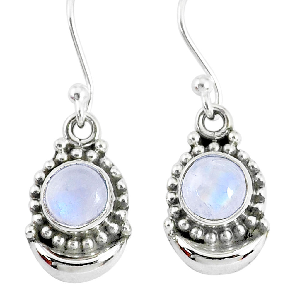 2.30ct natural rainbow moonstone 925 sterling silver dangle moon earrings r89378