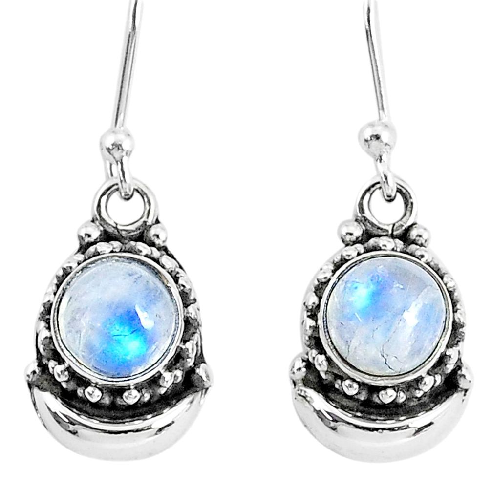2.46ct natural rainbow moonstone 925 sterling silver dangle moon earrings r89234