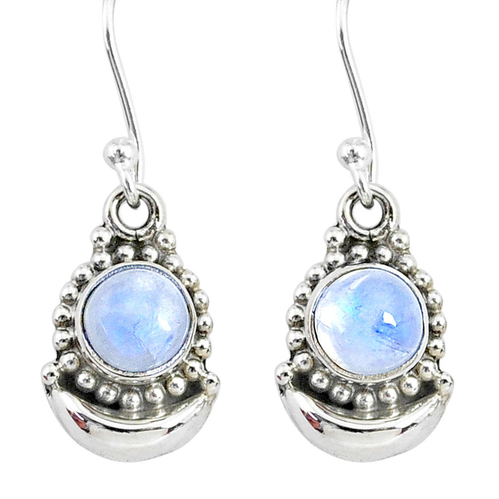 2.58ct natural rainbow moonstone 925 sterling silver dangle moon earrings r89360