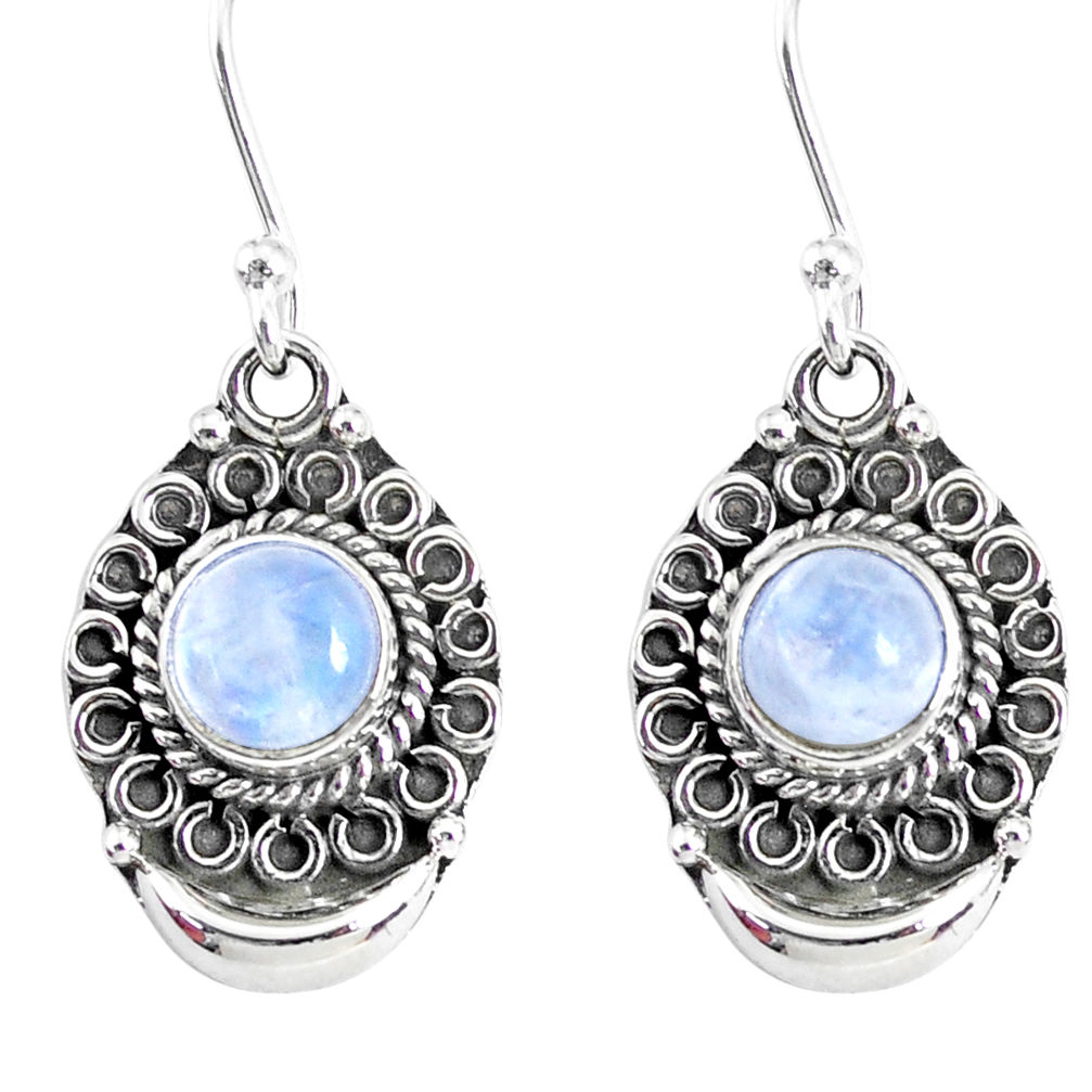 2.66ct natural rainbow moonstone 925 sterling silver dangle moon earrings r89338