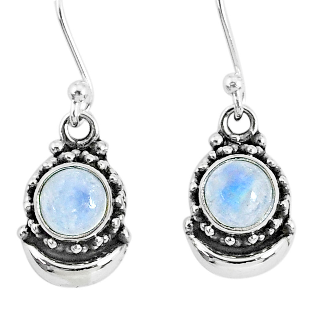 2.81ct natural rainbow moonstone 925 sterling silver dangle moon earrings r89259