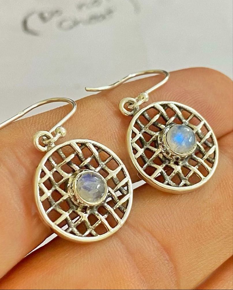 2.00cts natural rainbow moonstone 925 sterling silver dangle earrings jewelry