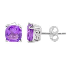 3.00cts natural purple amethyst 925 sterling silver stud earrings jewelry