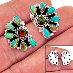 925 silver 8.83cts australian opal (lab) volcano aurora opal stud earrings n4063