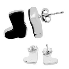 925 silver 7.31cts back closed black onyx stud cowboy boots earrings n45314