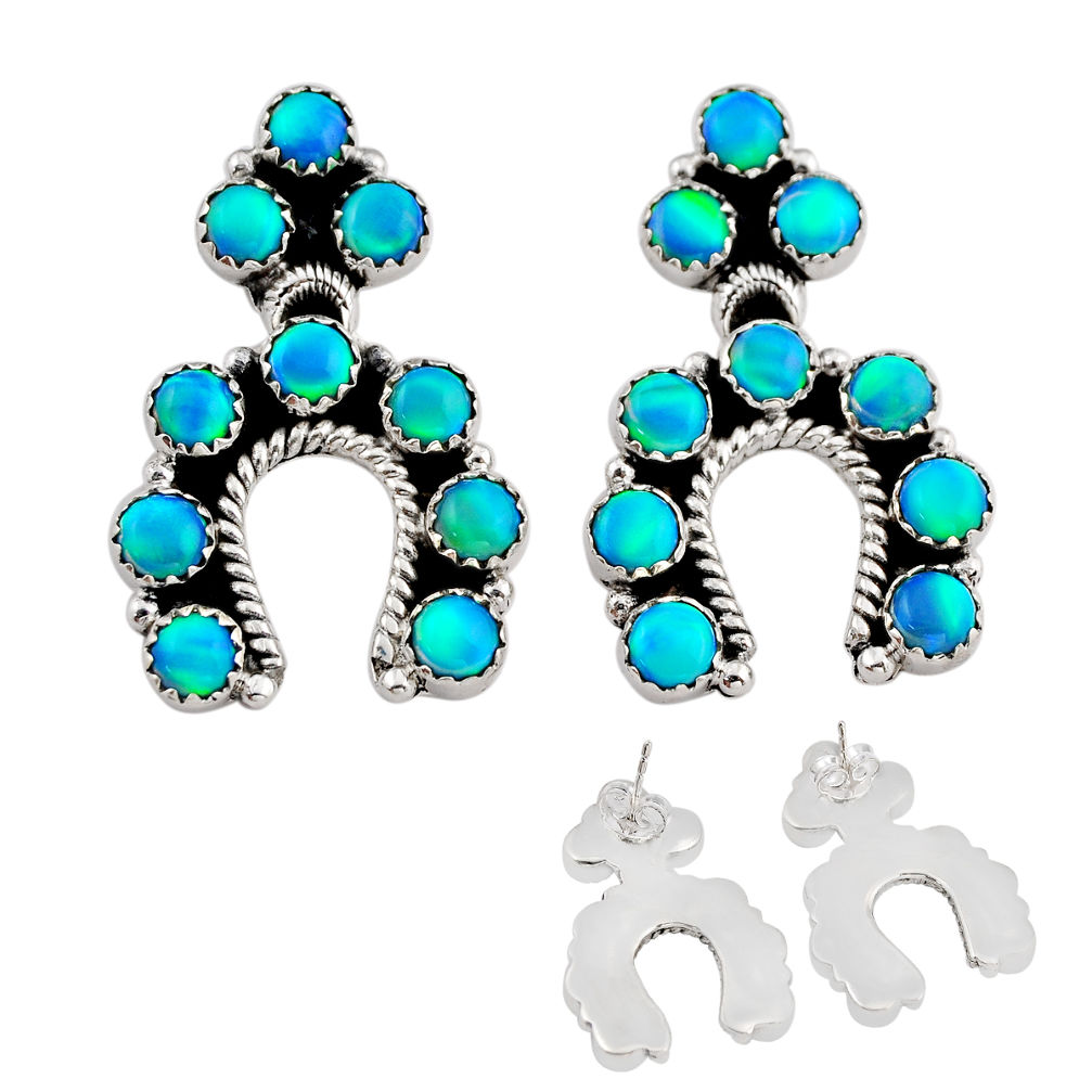 925 silver 10.79cts back closed fine volcano aurora opal dangle earrings c31580