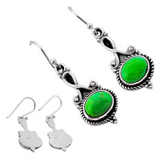 925 silver 6.59cts back closed green copper turquoise dangle earrings n51926