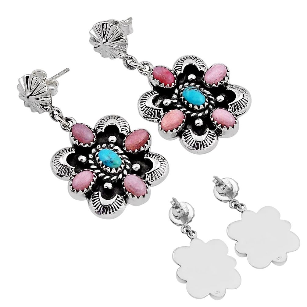 925 silver 10.00cts back closed green  turquoise opal earrings c34649