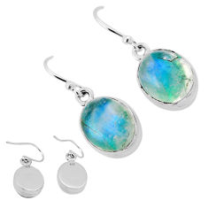925 silver 9.92cts back closed natural green moonstone dangle earrings n37648