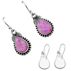 925 silver 8.43cts back closed natural pink moonstone dangle earrings y82146