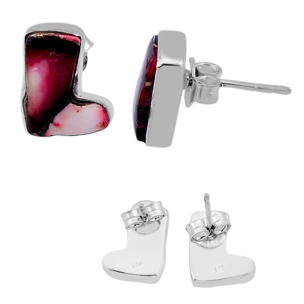 925 silver 8.06cts back closed red rose dahlia stud cowboy boots earrings n45311