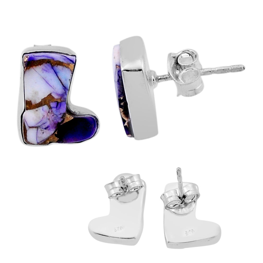 925 silver back closed rose dahlia violet stud cowboy boots earrings n45305