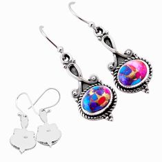 925 silver back closed spiny oyster arizona turquoise dangle earrings n54963
