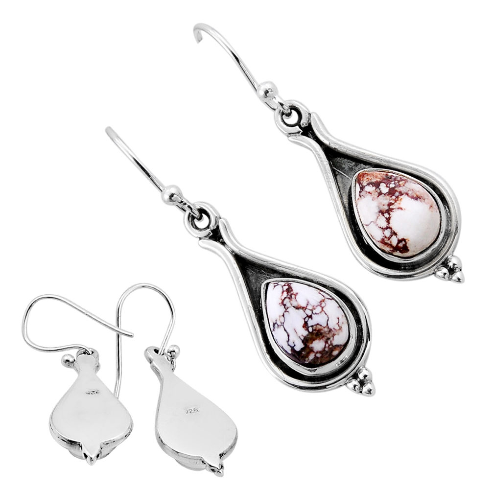 925 silver 5.59cts back closed white wild horse magnesite dangle earrings n52313