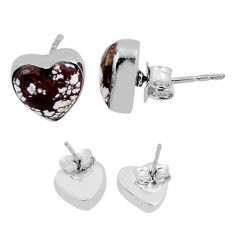 925 silver 7.31cts back closed white wild horse magnesite heart earrings n37319