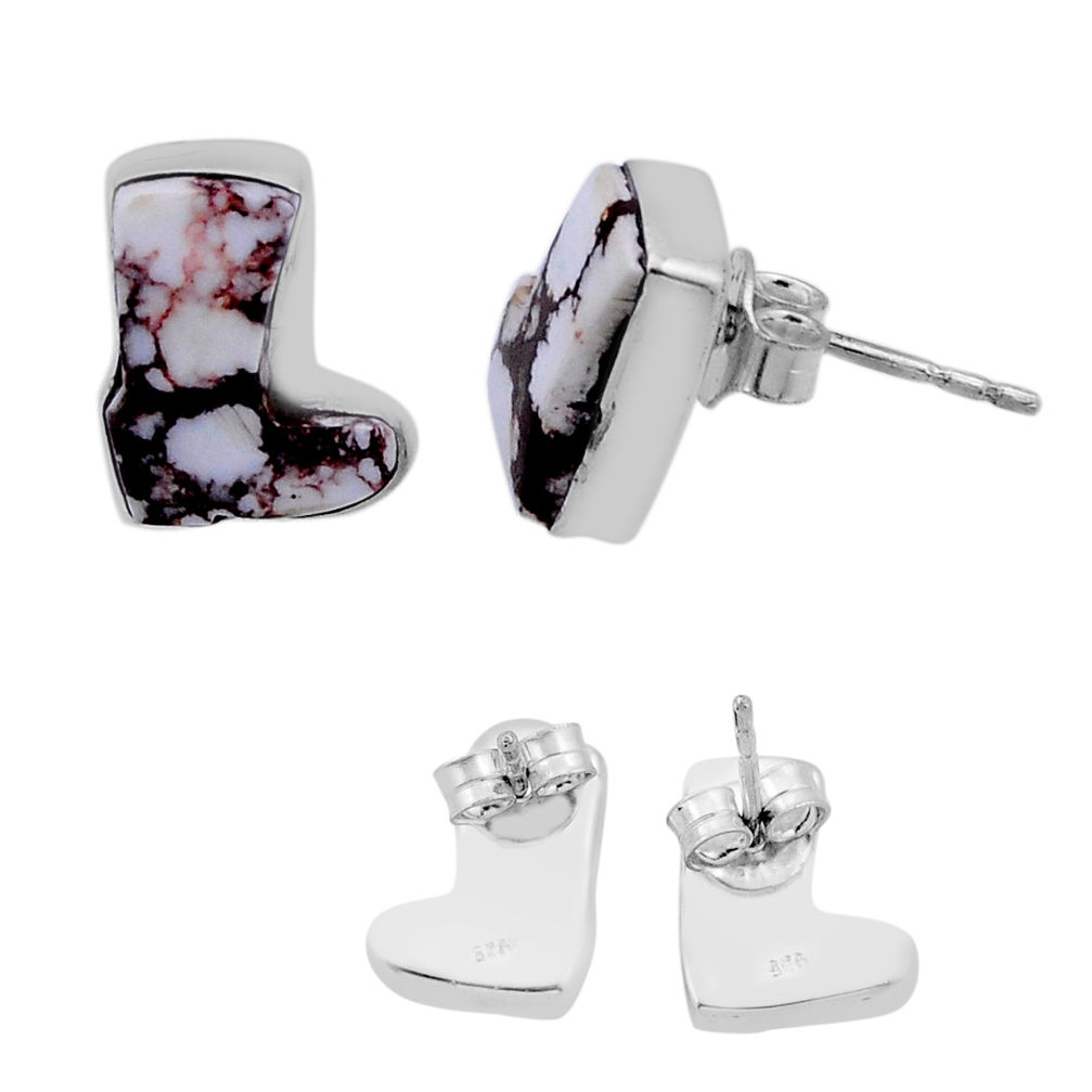 925 silver back closed wild horse magnesite stud cowboy boots earrings n45303
