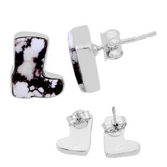 925 silver back closed wild horse magnesite stud cowboy boots earrings n45317