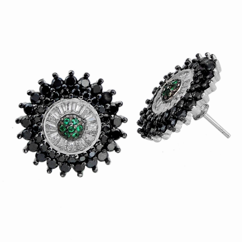 925 silver 7.84cts black rhodium green emerald (lab) topaz stud earrings y83550