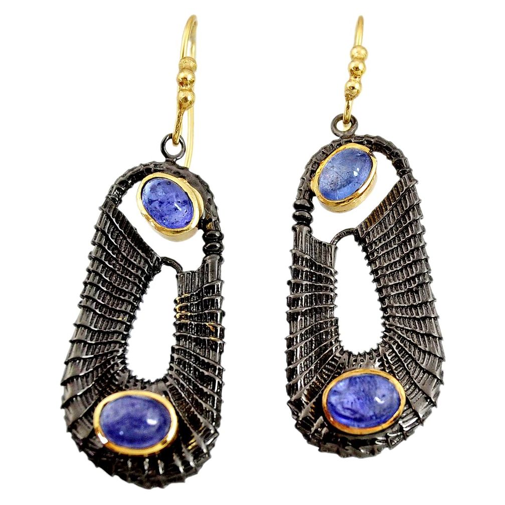 ts black rhodium natural blue tanzanite 14k gold earrings d40424