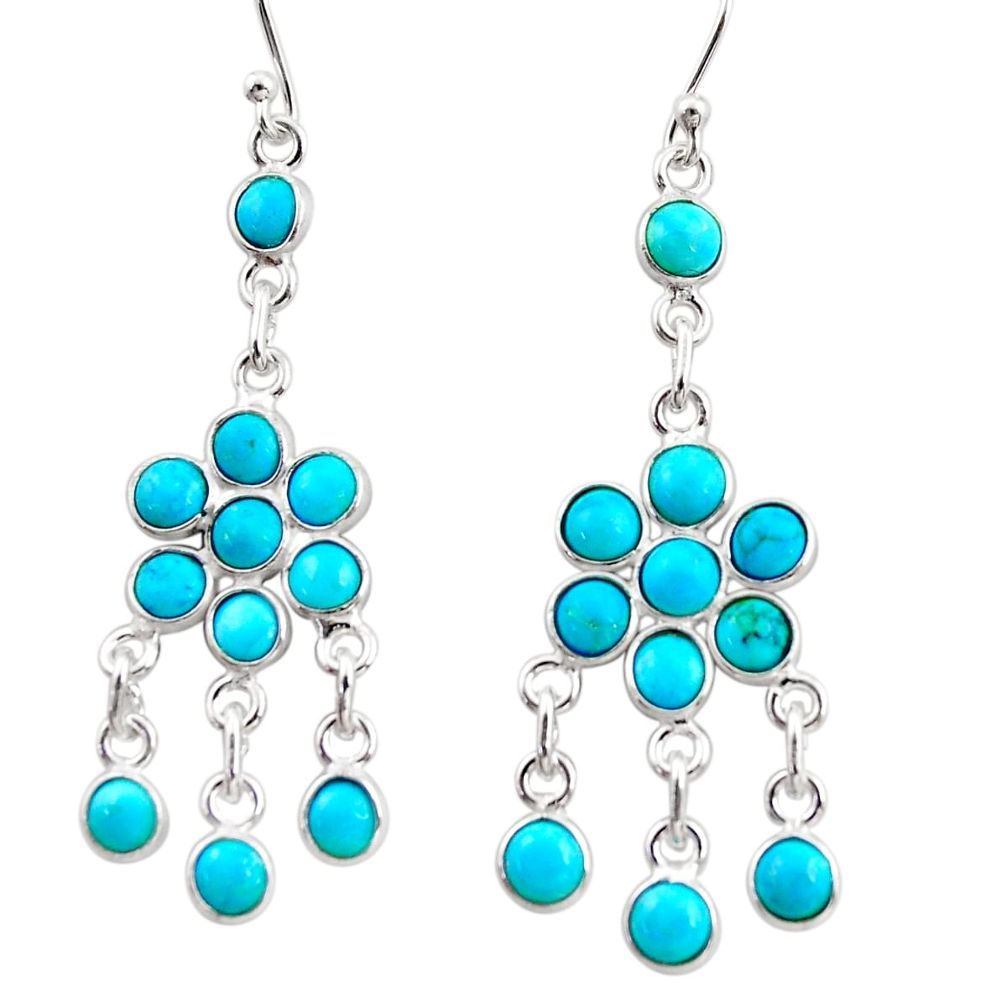 925 silver 12.58cts blue arizona mohave turquoise chandelier earrings r35608