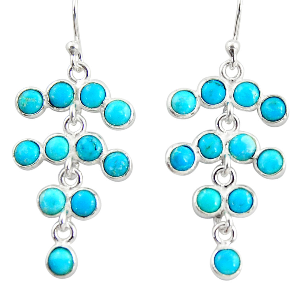 925 silver 9.68cts blue arizona mohave turquoise chandelier earrings r35632