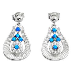 925 silver 1.12cts blue australian opal (lab) topaz round dangle earrings c29090