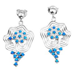 925 silver 0.77cts blue australian opal (lab) topaz round dangle earrings c29093