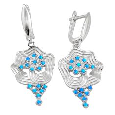 925 silver 0.94cts blue australian opal (lab) white topaz dangle earrings c29104