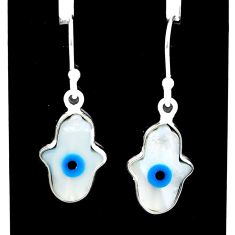 925 silver 5.54cts blue evil eye talismans hand of god hamsa earrings u26352