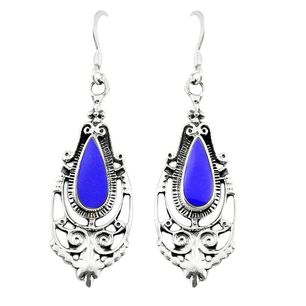 925 silver blue lapis lazuli enamel dangle earrings jewelry c11830