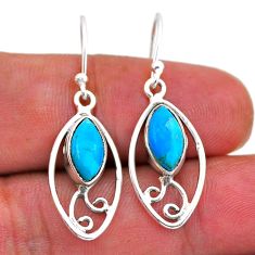 925 silver 4.59cts blue sleeping beauty turquoise dangle earrings jewelry n49642